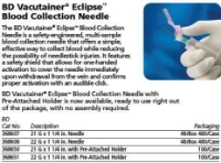 BD - Eclipse™ - Blood Collection Needle - 368651 - Product Information