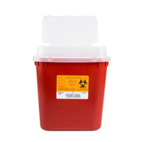 Sharps Container, Medegen, Stackable, Tortuous Path Lid, 2 Gallon - Red - SHP-8707-1