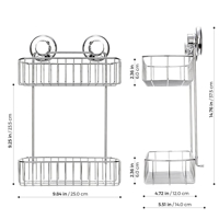 Hasko Accessories - Shower Caddy with Suction Cup - 304 Stainless Steel 2Tier