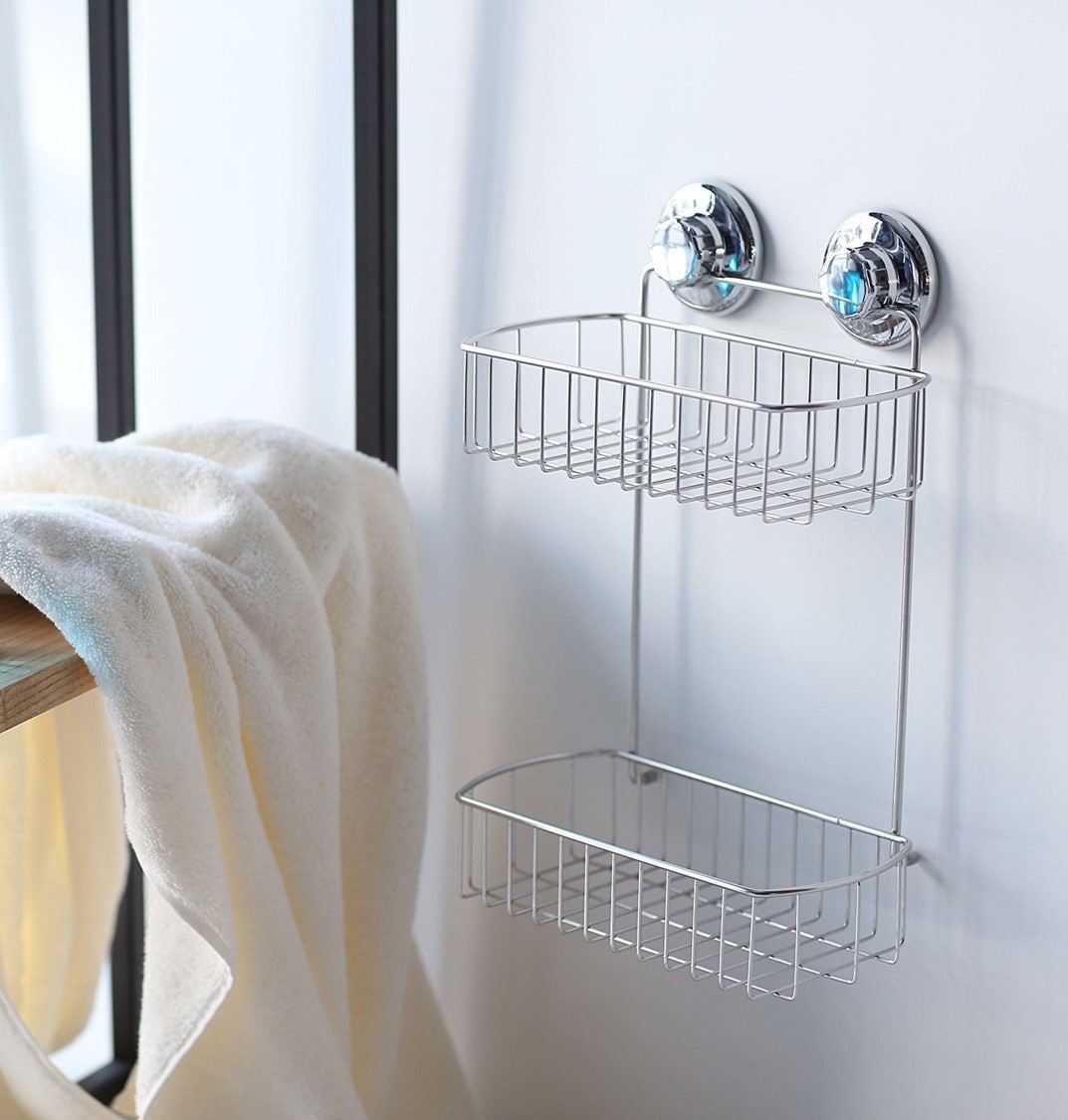 Shower Caddy, Hasko®, Super Suction System, 2 Tier, Premium Stainless, Rust Proof, 16" x 9" x