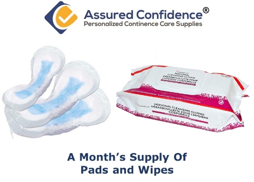 Assured Confidence - Bladder Control Pads - Extra Absorbent Pads - Product Image with Wipes