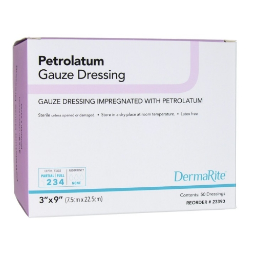 Petrolatum Gauze - PETR-23390 - 3 x 9 - DermaRite - Packaging