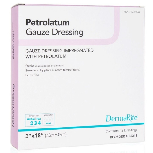 Petrolatum Gauze - PETR-23318 - 3 x 18 - DermaRite - Packaging