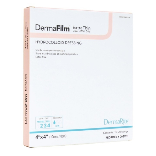 Hydrocolloid Dressing - DermaFilm - X-THIN - Clear Grid - 4 x 4 - DUO-00219E - Product